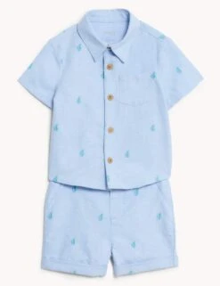 2pc Pure Cotton Boat Outfit (0-3 Yrs)