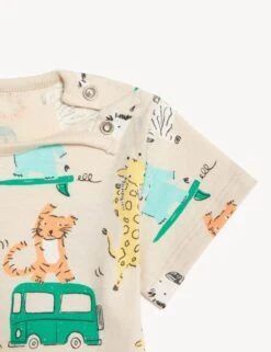Pure Cotton Animal Print T-Shirt (0-3 Yrs) -Marksandspencer Sale Store SD 04 T78 4111B EK X EC 2