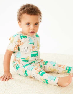 Pure Cotton Animal Print T-Shirt (0-3 Yrs) -Marksandspencer Sale Store SD 04 T78 4111B EK X EC 5