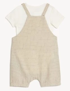 2pc Cotton Blend Checked Outfit (0-3 Yrs) -Marksandspencer Sale Store SD 04 T78 4301T SV X EC 1
