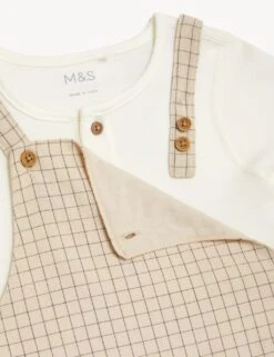 2pc Cotton Blend Checked Outfit (0-3 Yrs) -Marksandspencer Sale Store SD 04 T78 4301T SV X EC 4