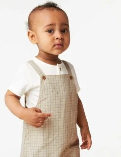 2pc Cotton Blend Checked Outfit (0-3 Yrs) -Marksandspencer Sale Store SD 04 T78 4301T SV X EC 6