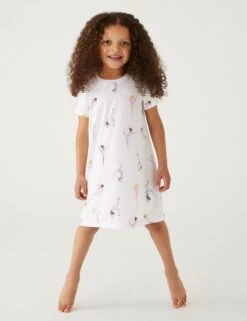 2pk Gymnast & Striped Nightdresses (1-8 Yrs) 6 2pk Gymnast & Striped Nightdresses (1-8 Yrs) -Marksandspencer Sale Store SD 04 T86 4085S Y8 X EC 1