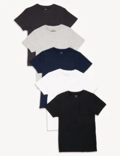 5pk Cotton Rich Plain T-Shirts (6-16 Yrs)