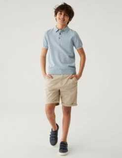 Cotton Rich Knitted Polo Shirt (6-16 Yrs) 6 Cotton Rich Knitted Polo Shirt (6-16 Yrs) -Marksandspencer Sale Store SD 04 T87 2346L QE X EC 1