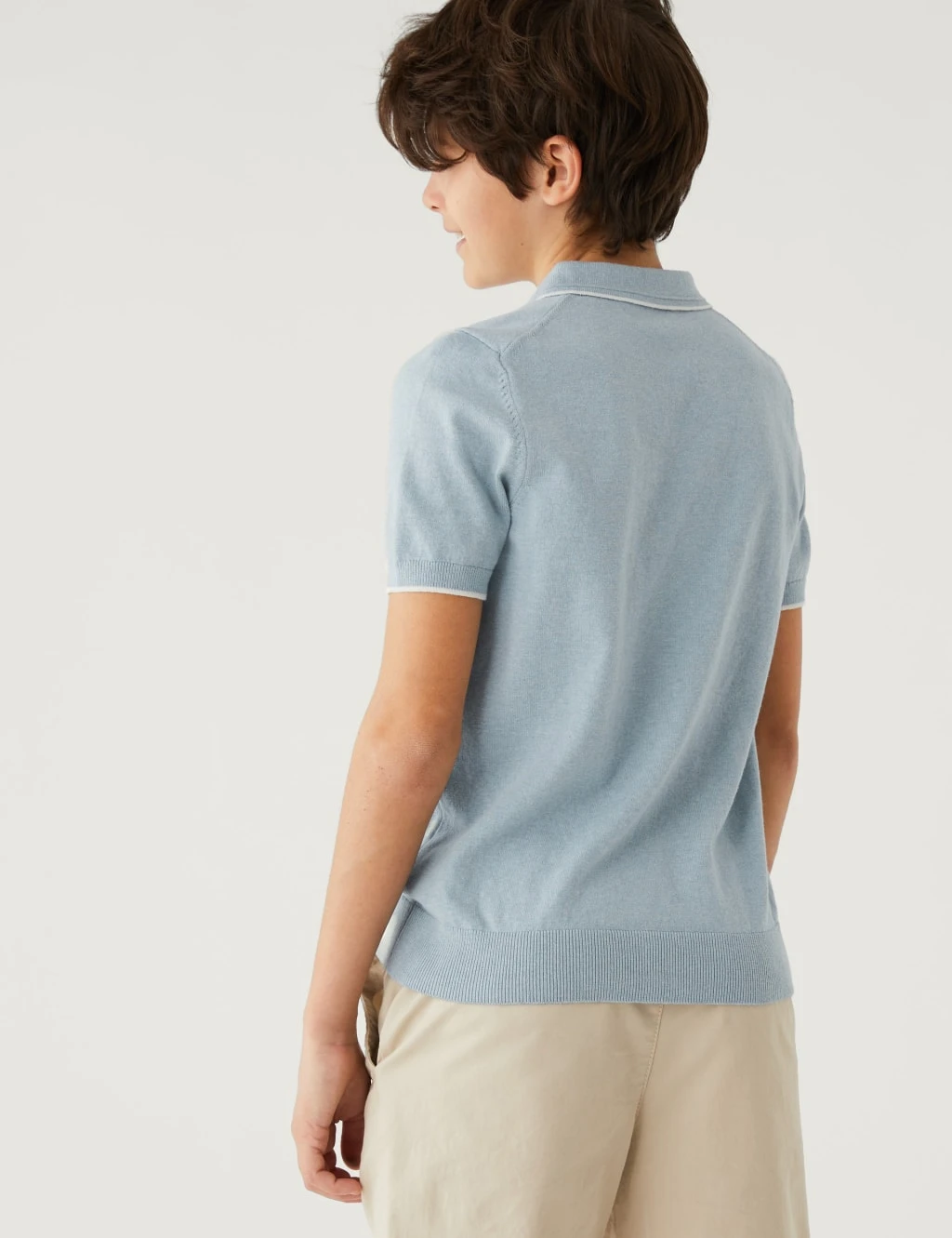 Cotton Rich Knitted Polo Shirt (6-16 Yrs) 4 Cotton Rich Knitted Polo Shirt (6-16 Yrs) - Image 4