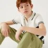 Cotton Rich Striped Knitted Polo Shirt (6 - 16 Yrs) 26 Cotton Rich Striped Knitted Polo Shirt (6 - 16 Yrs) -Marksandspencer Sale Store SD 04 T87 2349L Z4 X EC 0