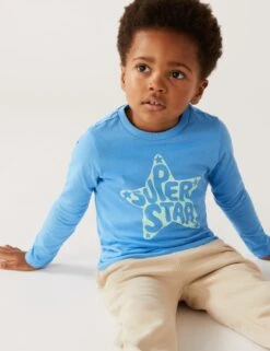 Pure Cotton Super Star Slogan Top (2-8 Yrs)