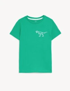 Pure Cotton Dinosaur Print T-Shirt (2-8 Yrs) -Marksandspencer Sale Store SD 04 T88 4226B J4 X EC 90