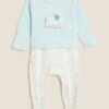 Pure Cotton Elephant Sleepsuit (7lbs - 12 Mths) -Marksandspencer Sale Store SD 04 T92 4510N JA X EC 90