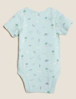 3pk Cotton Rich Dinosaur Bodysuits (6½lbs - 3 Yrs) -Marksandspencer Sale Store SD 04 T92 4823S ZZ X EC 4