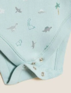 3pk Cotton Rich Dinosaur Bodysuits (6½lbs - 3 Yrs) -Marksandspencer Sale Store SD 04 T92 4823S ZZ X EC 5