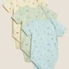 3pk Cotton Rich Dinosaur Bodysuits (6½lbs - 3 Yrs) -Marksandspencer Sale Store SD 04 T92 4823S ZZ X EC 90