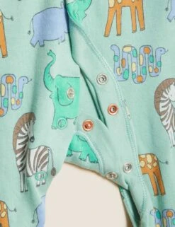 3pk Pure Cotton Safari Sleepsuits (0-3 Yrs) -Marksandspencer Sale Store SD 04 T92 4826S NB X EC 5