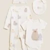4pc Bear Print Starter Set (7lbs - 12 Mths) -Marksandspencer Sale Store SD 04 T92 6507N K4 X EC 90