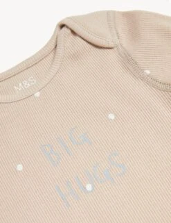 Cotton Rich Spot Big Hugs Slogan Bodysuit (0-1 Yrs) -Marksandspencer Sale Store SD 04 T92 6521B LG X EC 2