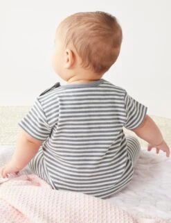 Cotton Rich Striped T-Shirt (0-1 Yrs) -Marksandspencer Sale Store SD 04 T92 6522B T2 X EC 6