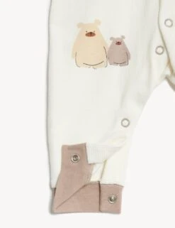 2pk Cotton Rich Bear Sleepsuits (6 1/2lbs-3 Yrs) 7 2pk Cotton Rich Bear Sleepsuits (6 1/2lbs-3 Yrs) -Marksandspencer Sale Store SD 04 T92 6522S KY X EC 5