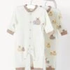 2pk Cotton Rich Bear Sleepsuits (6 1/2lbs-3 Yrs)