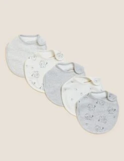 5pk Cotton Rich Printed Dribble Bibs