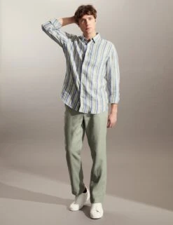 Jaeger Pure Linen Striped Shirt -Marksandspencer Sale Store SD 09 T62 1217E E0 X EC 2