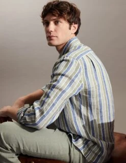 Jaeger Pure Linen Striped Shirt -Marksandspencer Sale Store SD 09 T62 1217E E0 X EC 3