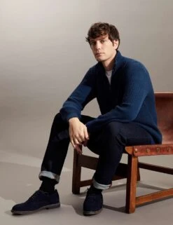 Jaeger Pure Cotton Ribbed Half Zip Jumper -Marksandspencer Sale Store SD 09 T62 1503E XB X EC 1