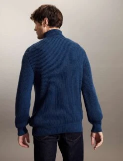 Jaeger Pure Cotton Ribbed Half Zip Jumper -Marksandspencer Sale Store SD 09 T62 1503E XB X EC 5
