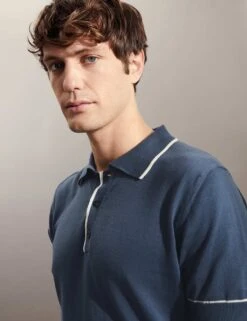 Jaeger Pure Cotton Knitted Polo Shirt -Marksandspencer Sale Store SD 09 T62 1506E XB X EC 1