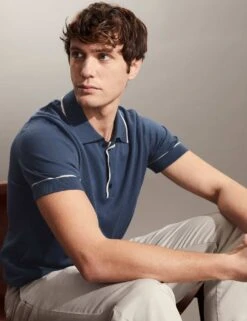 Jaeger Pure Cotton Knitted Polo Shirt -Marksandspencer Sale Store SD 09 T62 1506E XB X EC 2