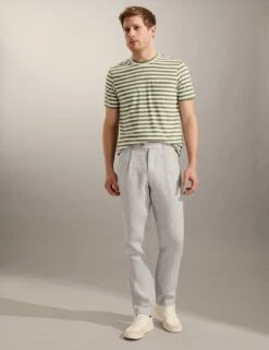 Jaeger Tapered Fit Pure Linen Single Pleat Trousers