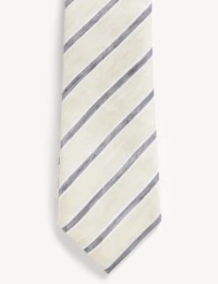 Jaeger Italian Linen And Cotton Striped Tie -Marksandspencer Sale Store SD 09 T62 3007E L0 X EC 2