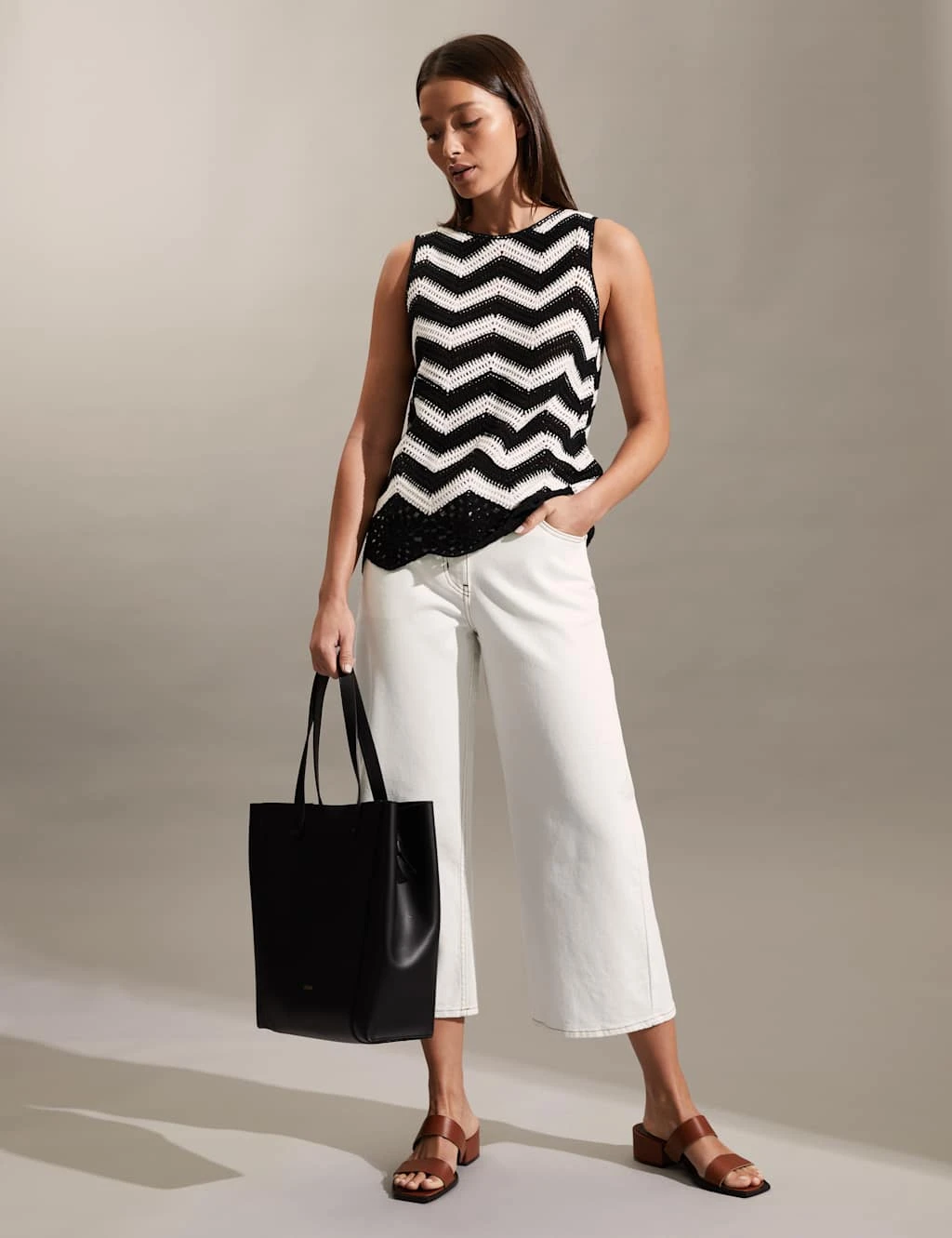 Jaeger High Waisted Wide Leg Cropped Jeans 3 Jaeger High Waisted Wide Leg Cropped Jeans - Image 3