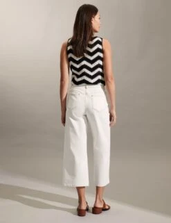 Jaeger High Waisted Wide Leg Cropped Jeans 10 Jaeger High Waisted Wide Leg Cropped Jeans -Marksandspencer Sale Store SD 09 T97 7327E NZ X EC 3