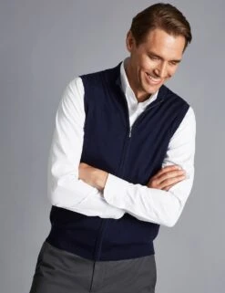 Pure Extra Fine Merino Wool Zip Up Gilet