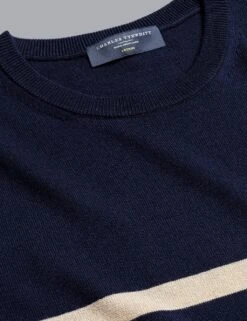 Pure Merino Wool Striped Crew Neck Jumper -Marksandspencer Sale Store SD 10 T08 2335 E4 X EC 3