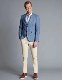 Slim Fit Linen Blend Suit Jacket