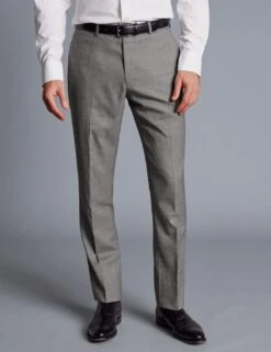 Slim Fit Pure Wool Flat Front Suit Trousers