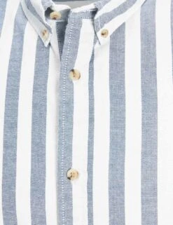 Jack & Jones Cotton Blend Striped Oxford Shirt -Marksandspencer Sale Store SD 10 T18 1461 E0 X EC 6