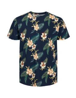 Jack & Jones Pure Cotton Floral Print Crew Neck T-Shirt