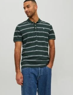 Jack & Jones Pure Cotton Striped Tipped Polo Shirt