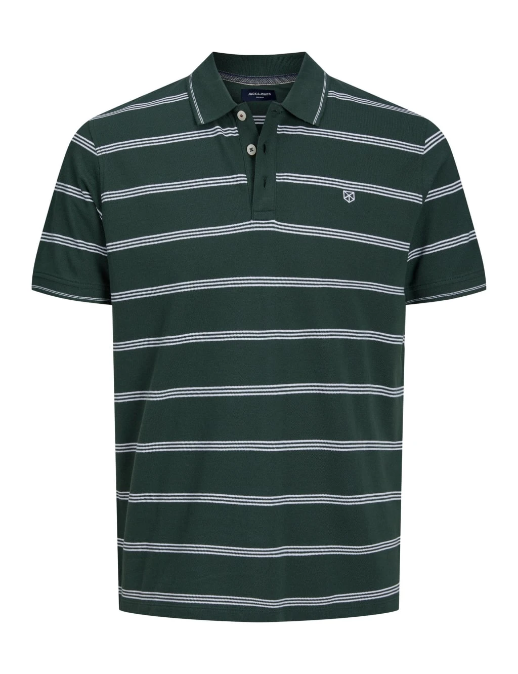 Jack & Jones Pure Cotton Striped Tipped Polo Shirt 2 Jack & Jones Pure Cotton Striped Tipped Polo Shirt - Image 2