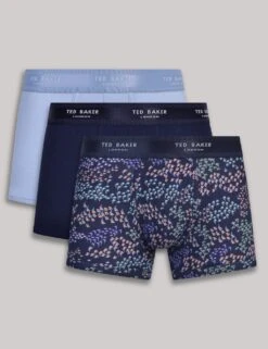 Ted Baker 3pk Cotton Rich Printed Trunks