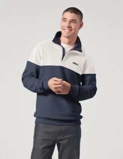 MUSTO Pure Cotton Half Zip Sweatshirt -Marksandspencer Sale Store SD 10 T18 4026 F4 X EC 4
