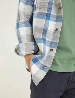 Pure Cotton Checked Hooded Overshirt -Marksandspencer Sale Store SD 10 T19 1585 T0 X EC 1