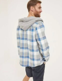 Pure Cotton Checked Hooded Overshirt -Marksandspencer Sale Store SD 10 T19 1585 T0 X EC 2