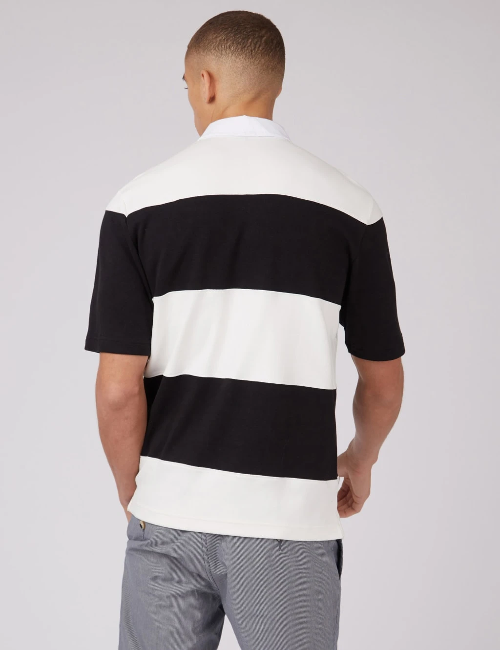 Ben Sherman Pure Cotton Striped Short Sleeve Rugby Shirt 4 Ben Sherman Pure Cotton Striped Short Sleeve Rugby Shirt - Image 4