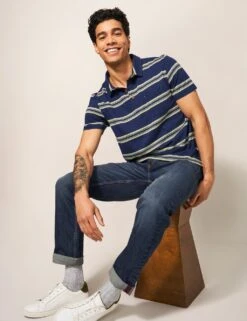 WHITE STUFF Pure Cotton Striped Polo Shirt