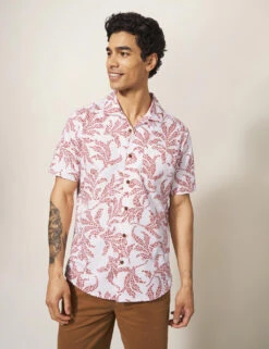 WHITE STUFF Pure Cotton Leaf Print Revere Shirt