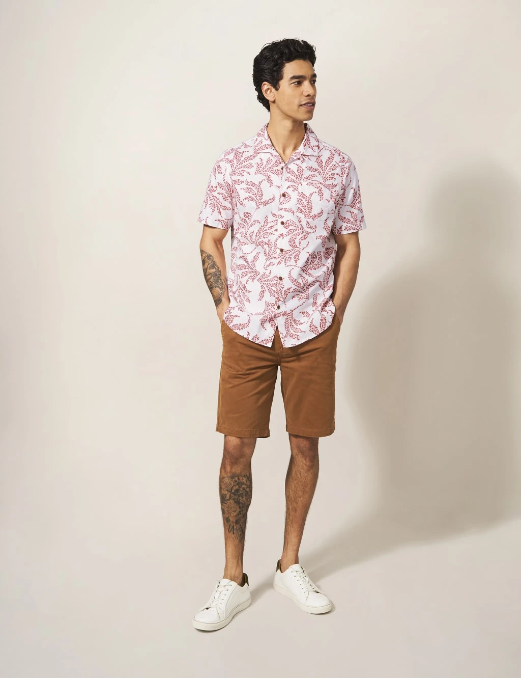 WHITE STUFF Pure Cotton Leaf Print Revere Shirt 3 WHITE STUFF Pure Cotton Leaf Print Revere Shirt - Image 3